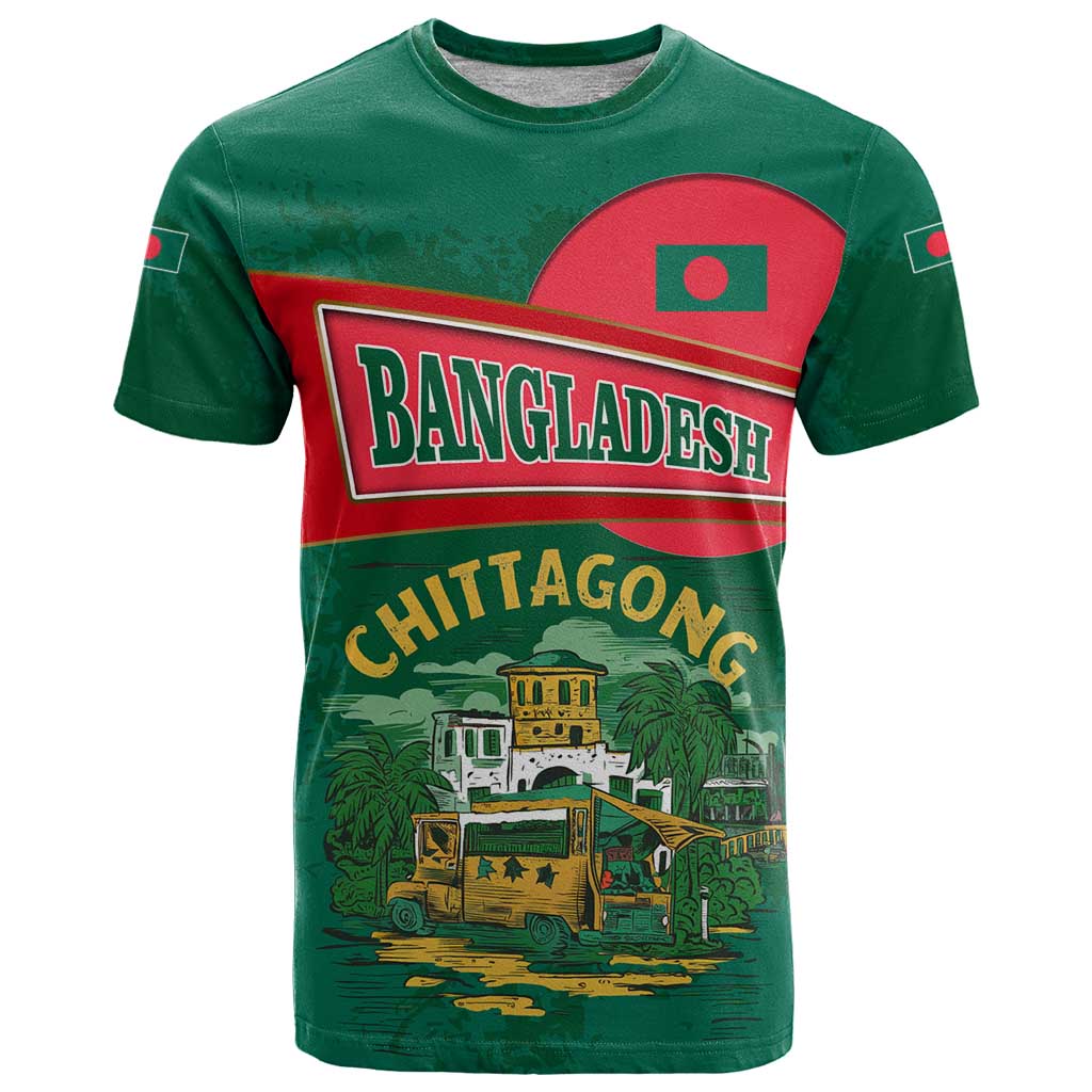 Bangladesh Chittagong Heritage T-Shirt with National Emblem and Flag Graphic Tee