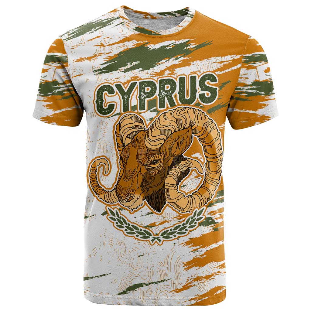 Cyprus T-Shirt with Mouflon Illustration Design and National Laurel Graphic Tee