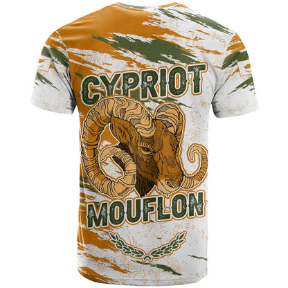 Cyprus T-Shirt with Mouflon Illustration Design and National Laurel Graphic Tee