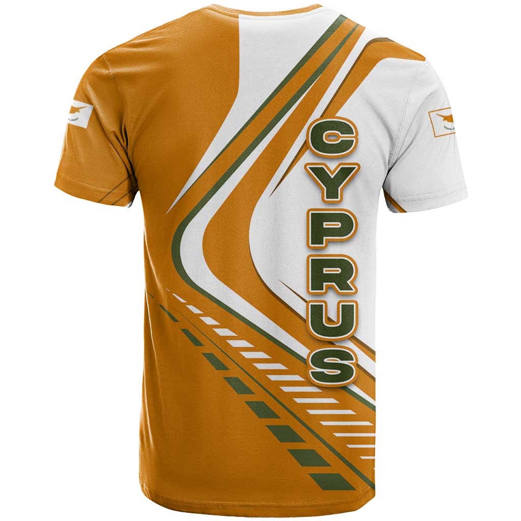 Cyprus T-Shirt with Orange White Abstract Streak Design and Flag Emblem Graphic Tee