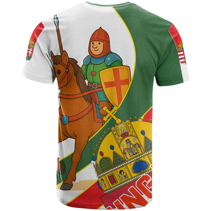 Hungary T-Shirt with Knight and Angel Illustration Design and National Crest Graphic Tee