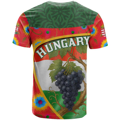 Hungary T-Shirt with Tokaj Vineyard Illustration Design and Grape Wine Graphic Tee