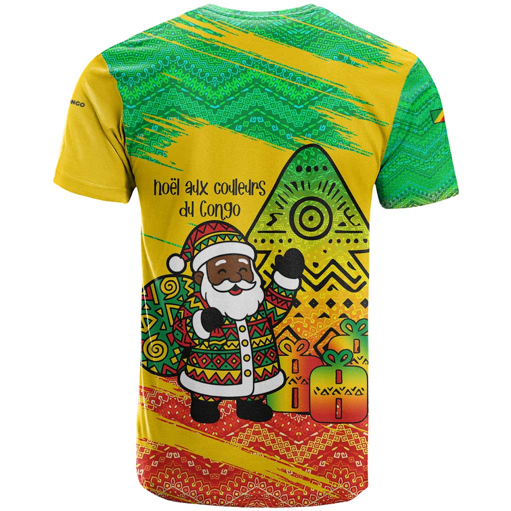 Congo Christmas T-Shirt with African Santa Tribal Tree and Colorful Gift Design Graphic Tee