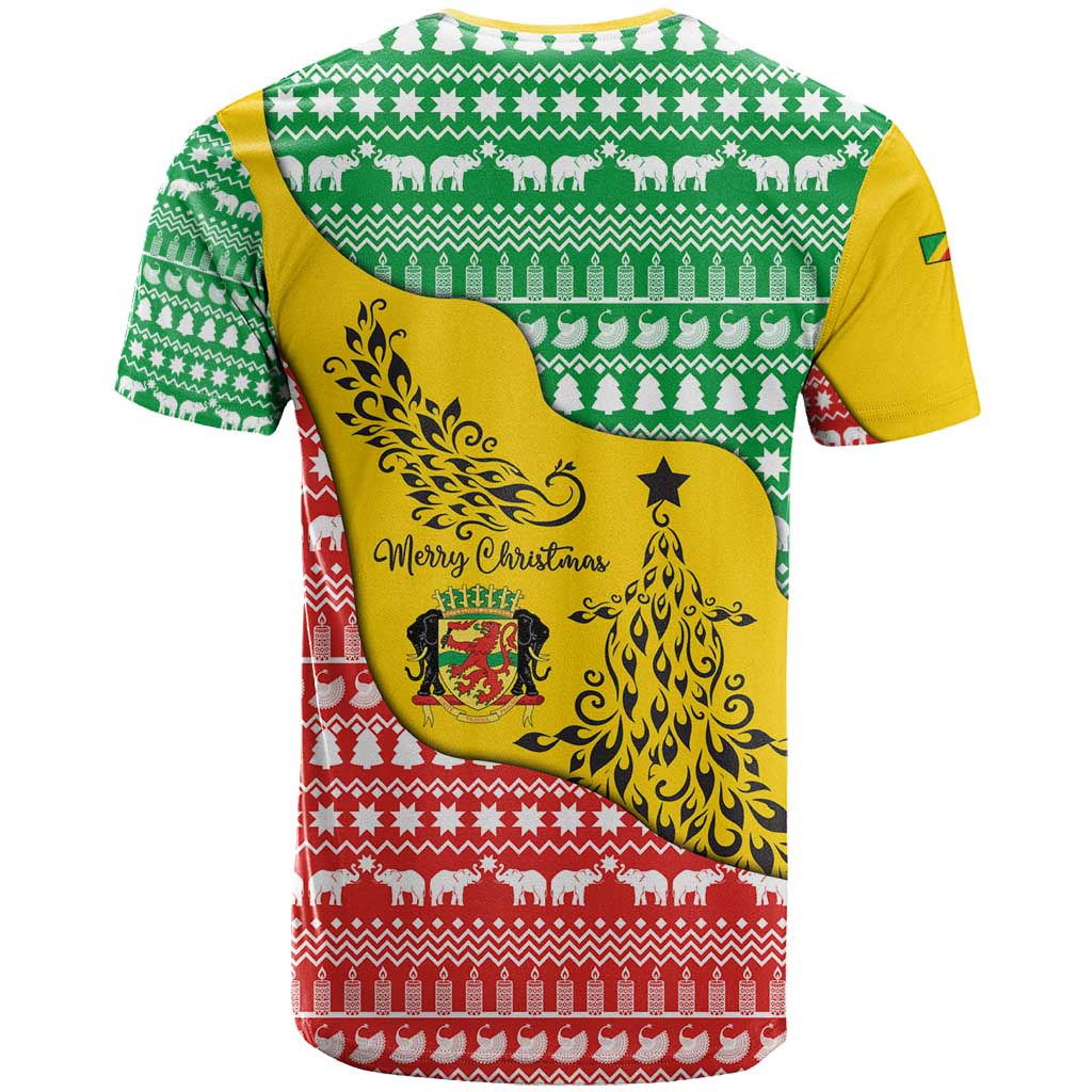Congo Christmas T-Shirt with Tribal Tree Design Coat of Arms and Animal Pattern Graphic Tee