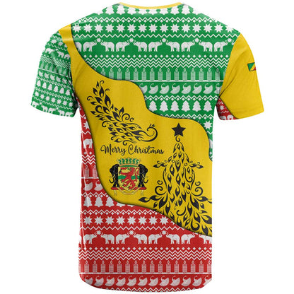 Congo Christmas T-Shirt with Tribal Tree Design Coat of Arms and Animal Pattern Graphic Tee