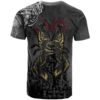 Viking Skoll and Hati T-Shirt Chasing Eternity Graphic Tee