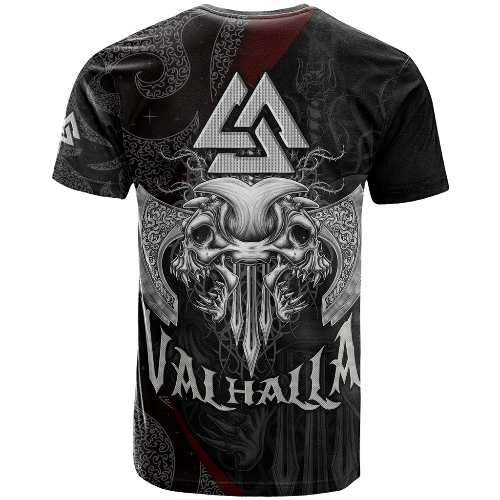 Viking Valhalla T-Shirt Skull And Axe Graphic Tee
