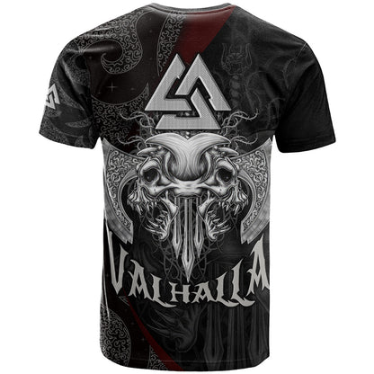 Viking Valhalla T-Shirt Skull And Axe Graphic Tee