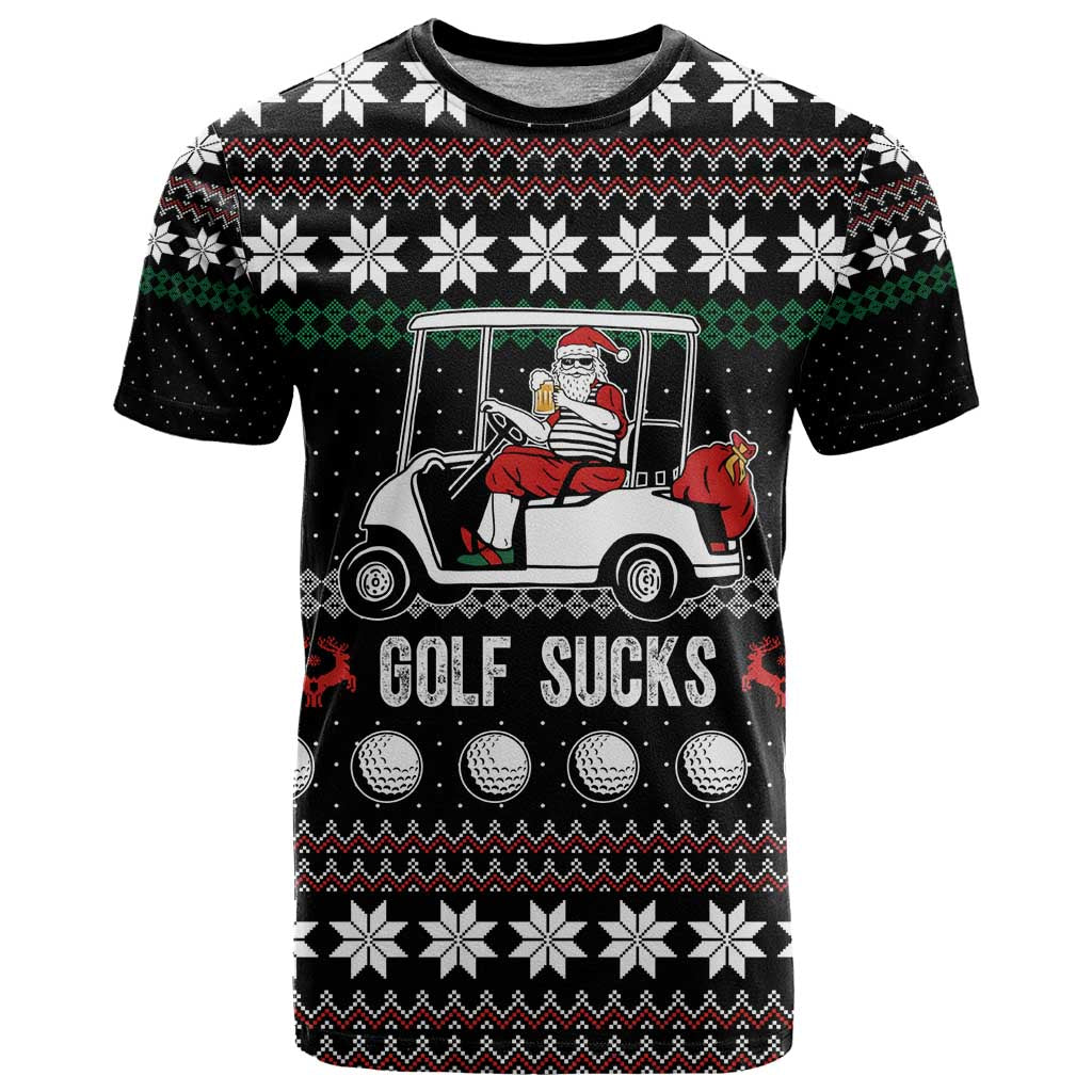 Golf Sucks Christmas T-Shirt Xmas Holiday Patterns Graphic Tee