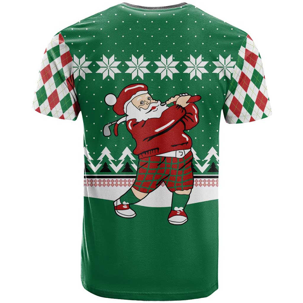 Golfer Santa Christmas T-Shirt Xmas Holiday Patterns Graphic Tee