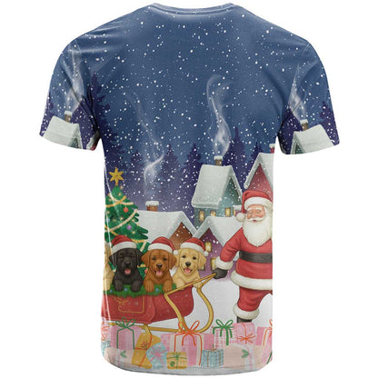 Labrador Retriever Santa Sled Christmas T-Shirt Funny Xmas Holiday Patterns Graphic Tee