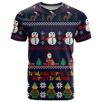 Lego Awesome Christmas T-Shirt Funny Xmas Holiday Patterns Graphic Tee