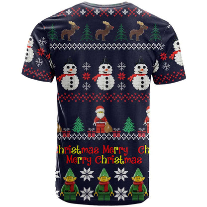 Lego Awesome Christmas T-Shirt Funny Xmas Holiday Patterns Graphic Tee