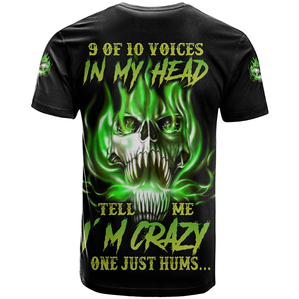 9 Of 10 Voices In My Head Fire Skull T-Shirt Graphic Tee