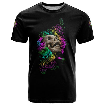I Am The Storm Tie Dye Rose Skull T-Shirt Graphic Tee