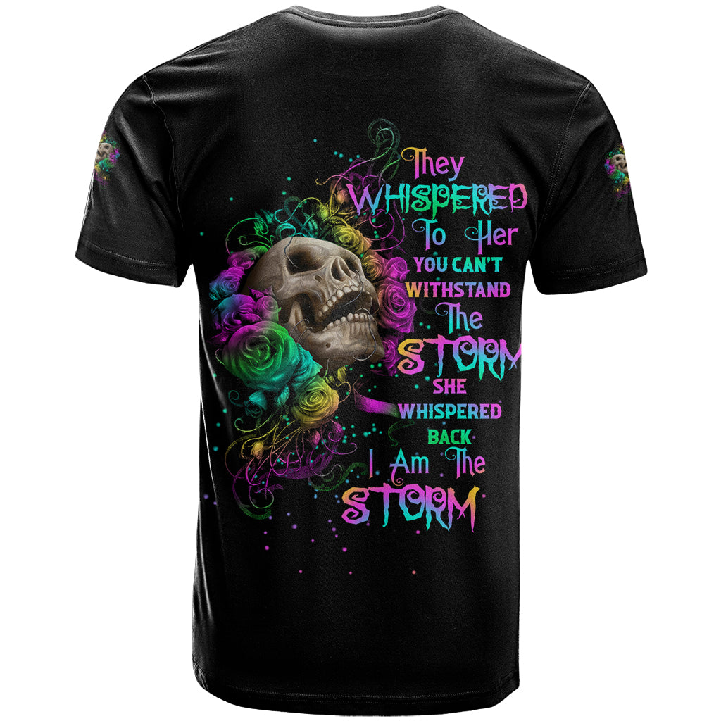 I Am The Storm Tie Dye Rose Skull T-Shirt Graphic Tee