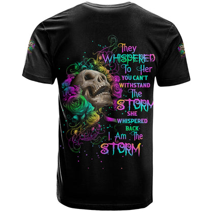 I Am The Storm Tie Dye Rose Skull T-Shirt Graphic Tee