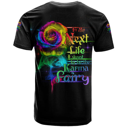 Karma Fairy Rose Smoke Skull T-Shirt Graphic Tee