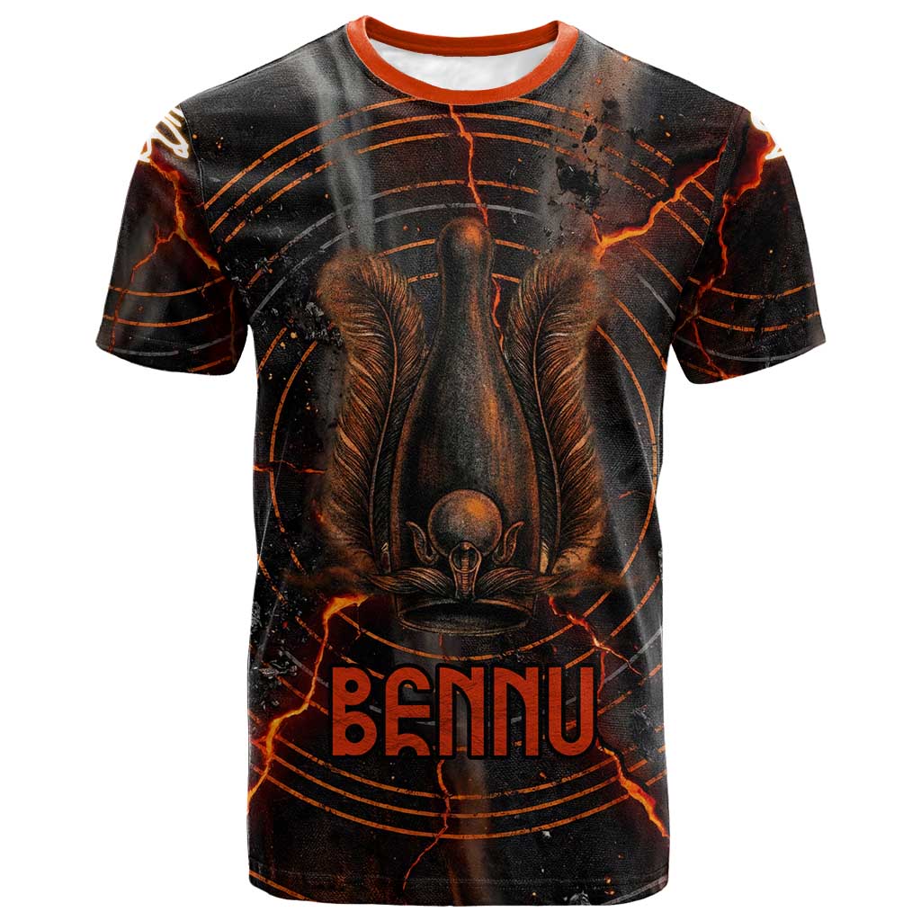 Bennu T-Shirt Ancient Egyptian Lava Crack Texture, Phoenix Firebird and Reborn from Chaos Graphic Tee