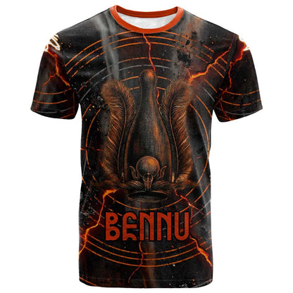 Bennu T-Shirt Ancient Egyptian Lava Crack Texture, Phoenix Firebird and Reborn from Chaos Graphic Tee