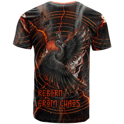 Bennu T-Shirt Ancient Egyptian Lava Crack Texture, Phoenix Firebird and Reborn from Chaos Graphic Tee