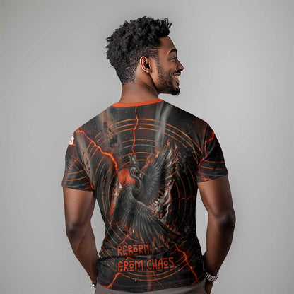 Bennu T-Shirt Ancient Egyptian Lava Crack Texture, Phoenix Firebird and Reborn from Chaos Graphic Tee