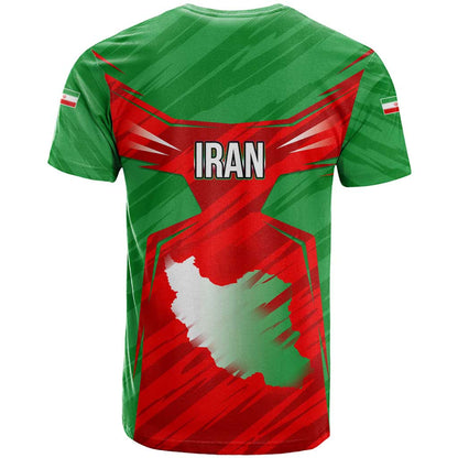 Iran National Pride T-Shirt with Bold Lion Crest and Country Silhouette Graphic Tee