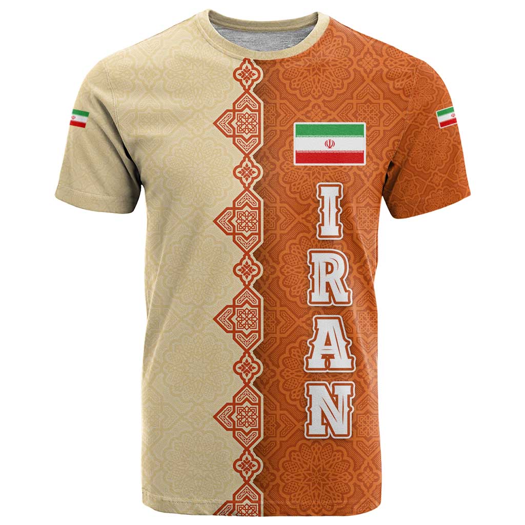 Iran Heritage T-Shirt with Traditional Pattern and Royal Emblem Design Graphic Tee