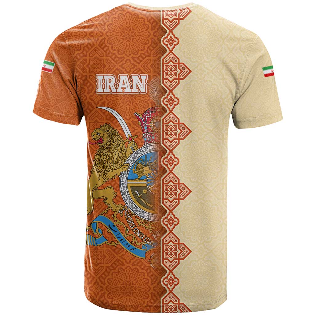Iran Heritage T-Shirt with Traditional Pattern and Royal Emblem Design Graphic Tee