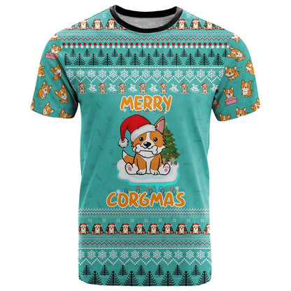 Funny Dog Merry Corgmas Christmas T-Shirt Xmas Holiday Patterns Graphic Tee