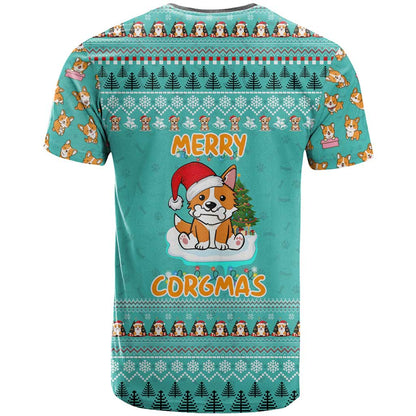 Funny Dog Merry Corgmas Christmas T-Shirt Xmas Holiday Patterns Graphic Tee
