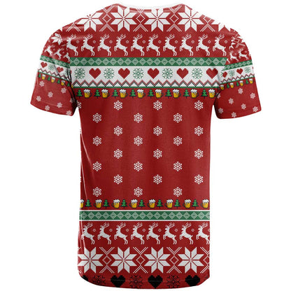 Funny Reindeer Reinbeer Christmas T-Shirt Xmas Holiday Patterns Graphic Tee