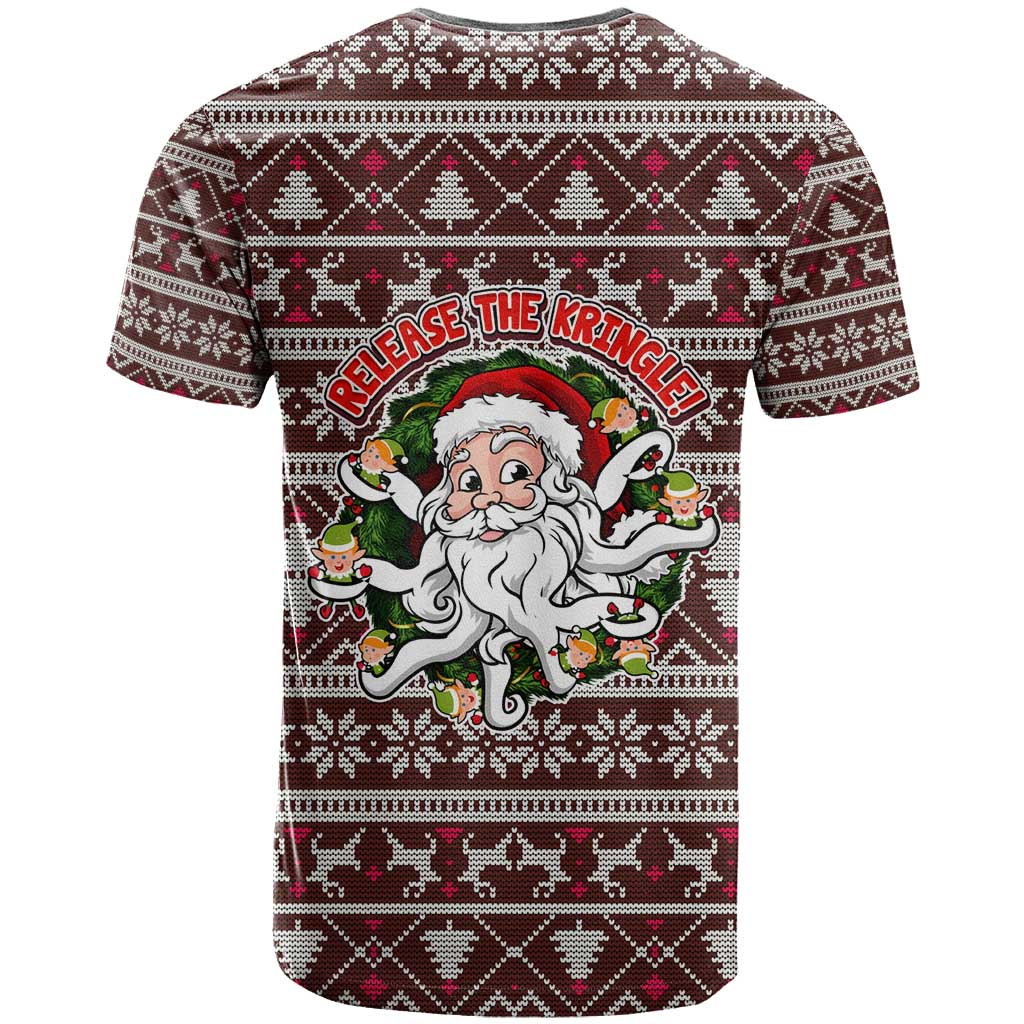 Funny Santa Claus Release The Kringle Christmas T-Shirt Xmas Holiday Patterns Graphic Tee