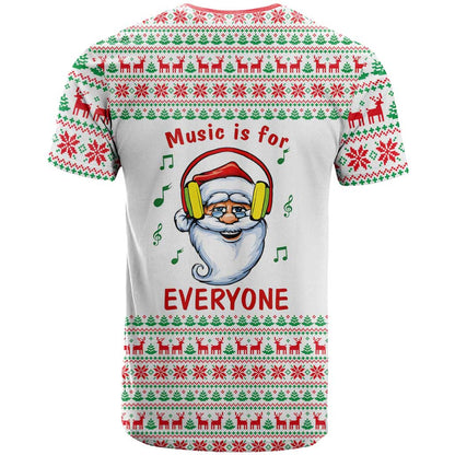 Funny Santa Music Is For Everyone Christmas T-Shirt Xmas Holiday Patterns Graphic Tee
