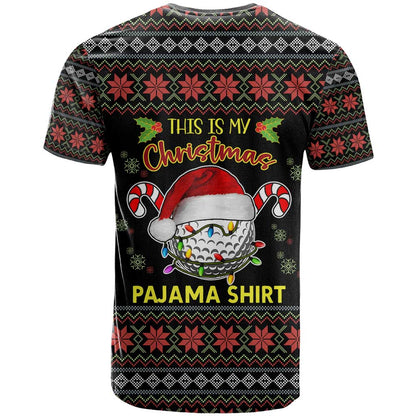Golf Pajama Christmas T-Shirt Xmas Holiday Patterns Graphic Tee