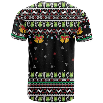 Christmas Unicorn T-Shirt with Don't Stop Believin Quote Tree Lights and Festive Graphic Tee