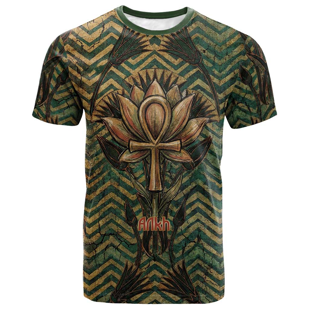 Khepri T-Shirt Ancient Egyptian Chevron, Scarab Ankh and Winged Khepri Guardian Motif Graphic Tee