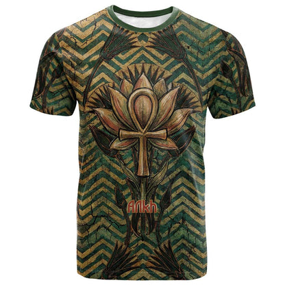 Khepri T-Shirt Ancient Egyptian Chevron, Scarab Ankh and Winged Khepri Guardian Motif Graphic Tee
