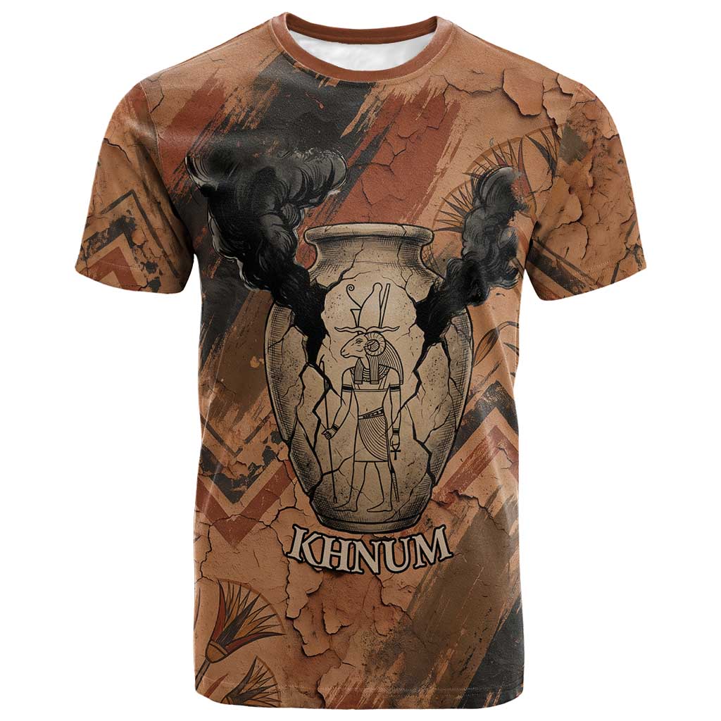 Khnum T-Shirt Ancient Egyptian Earthy Cracked Papyrus - Divine Potter Graphic Tee
