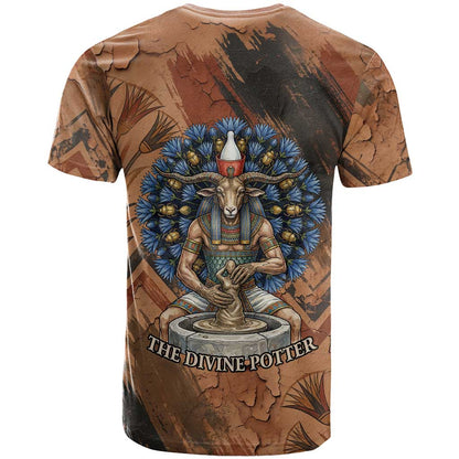 Khnum T-Shirt Ancient Egyptian Earthy Cracked Papyrus - Divine Potter Graphic Tee