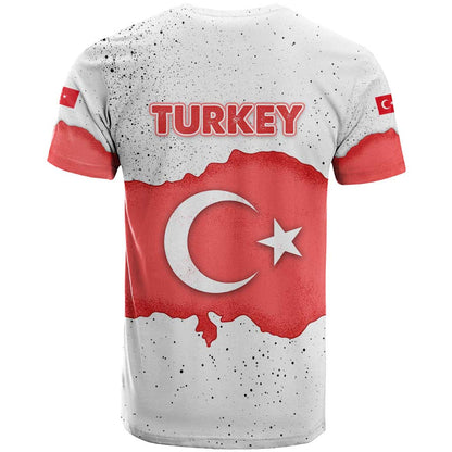 Turkey Flag Map Red and White T-Shirt with National Symbol Graphic Tee