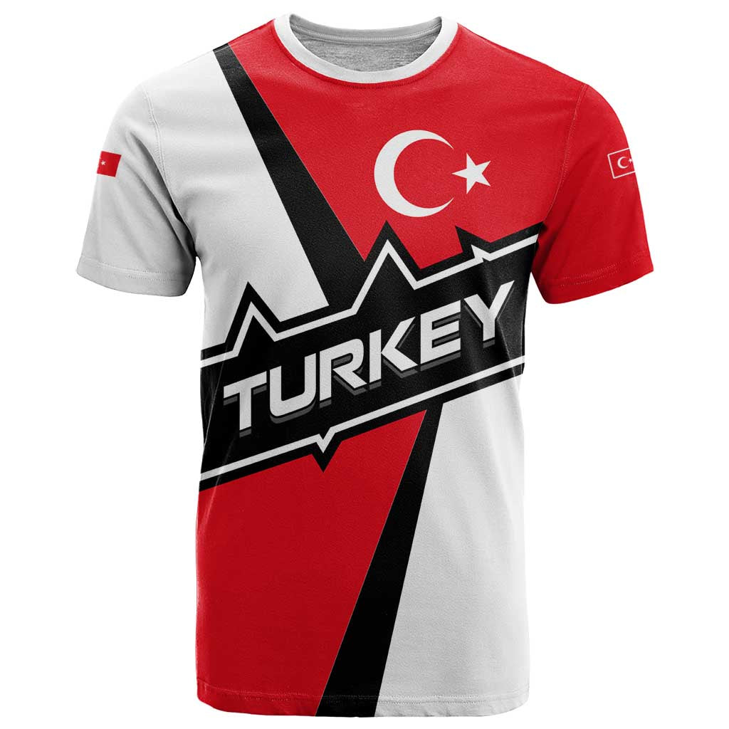 Turkey Flag and Modern Graphic Design T-Shirt with Bold Red and Black Elements Graphic Tee