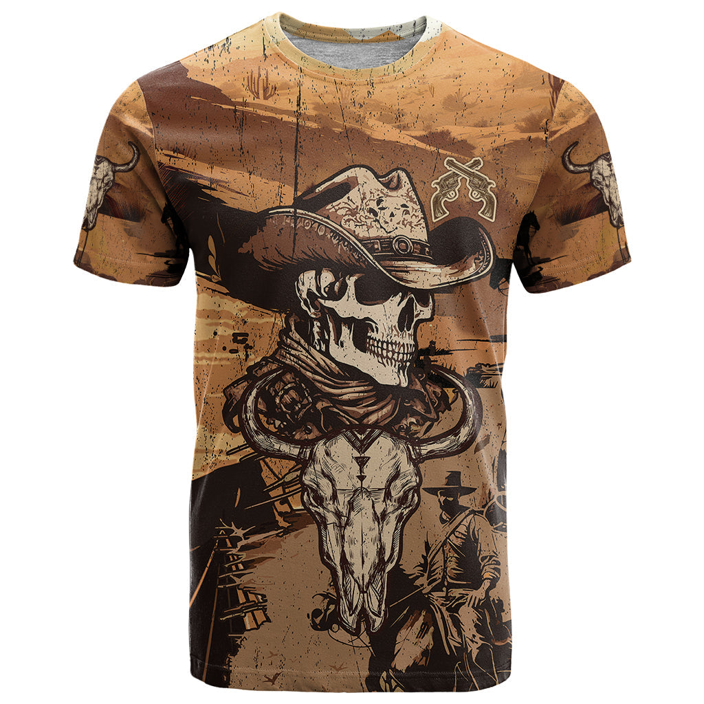 Skull Cowboy T-Shirt Rise Em Cowboy Graphic Tee