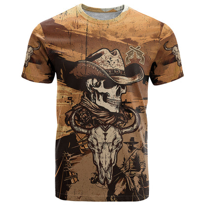 Skull Cowboy T-Shirt Rise Em Cowboy Graphic Tee