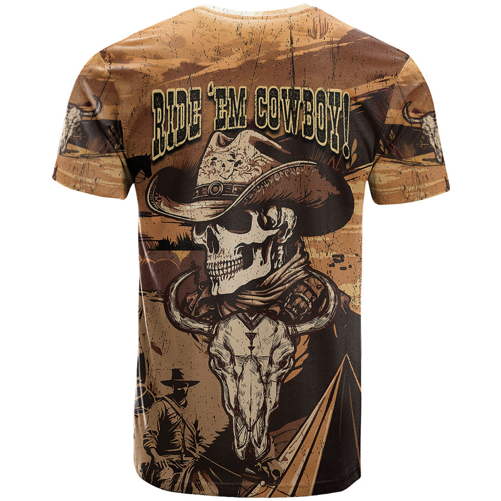 Skull Cowboy T-Shirt Rise Em Cowboy Graphic Tee