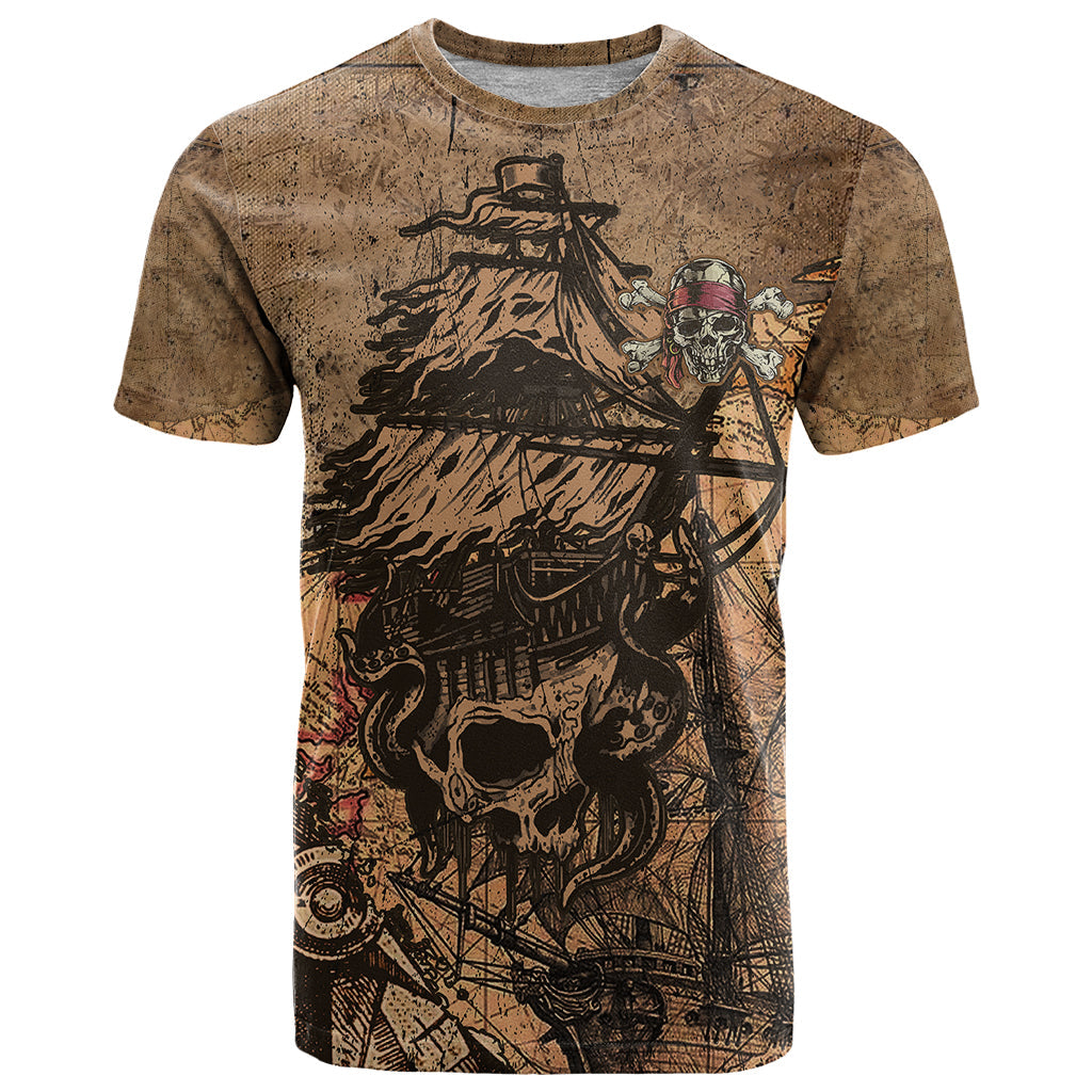 Skull Pirate T-Shirt Revenge Vintage Style Art Graphic Tee