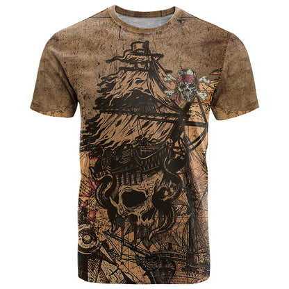 Skull Pirate T-Shirt Revenge Vintage Style Art Graphic Tee
