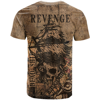 Skull Pirate T-Shirt Revenge Vintage Style Art Graphic Tee