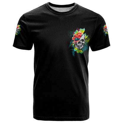 Warning This Tattooed Girl Flower T-Shirt Graphic Tee