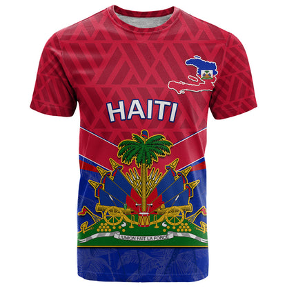 Custom Haiti T-Shirt Ayiti Coat Of Arms With Map Graphic Tee